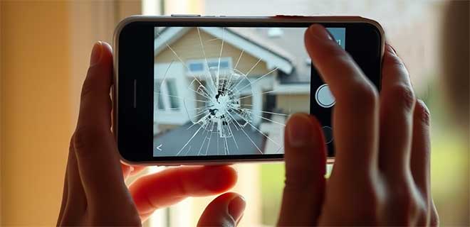 Customer taking a photo of broken glass